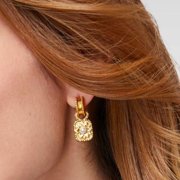 NWOT.$165 Julie Vos Marbella Hoop & Charm Earring pink - Picture 3 of 7